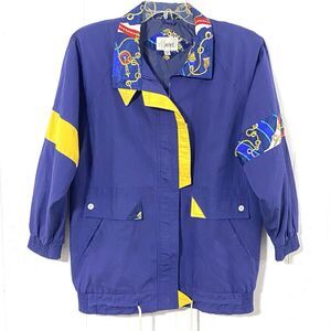 Vintage Nautical Mariel  Windbreaker Jacket 1994 Blue Women Sz M Zipper